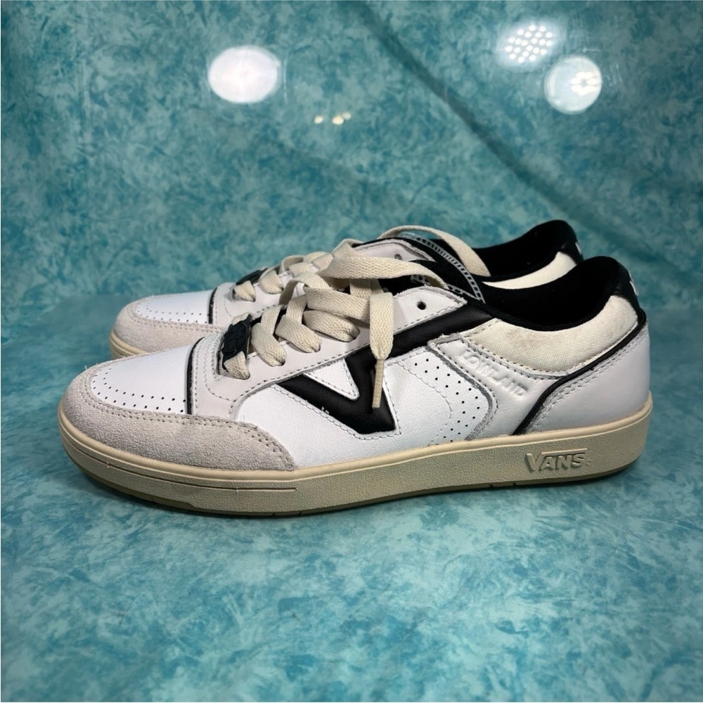 Vans Lowland CC Black White Men’s Low Top Leather Athletic Shoes Sneakers 7.5